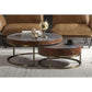 Tamas Coffee Table Aluminum & Cocoa Top Grain Leather FredCo