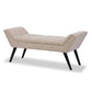Tamblin Mid-century Modern Retro Beige Linen Fabric Upholstered Grid-Tufting 50-Inch Bench FredCo
