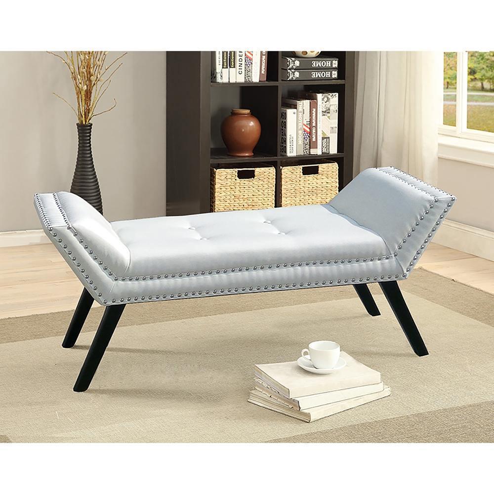 Tamblin Modern and Contemporary White Faux Leather Upholstered Large Ottoman Seating Bench FredCo