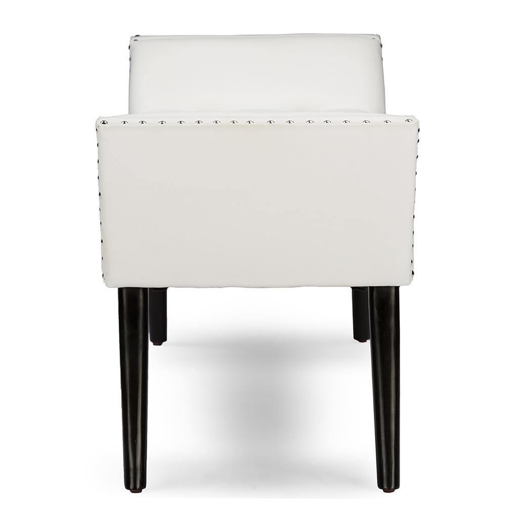 Tamblin Modern and Contemporary White Faux Leather Upholstered Large Ottoman Seating Bench FredCo