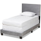 Tamira Modern and Contemporary Glam Grey Velvet Fabric Upholstered Twin Size Panel Bed FredCo