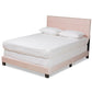 Tamira Modern and Contemporary Glam Light Pink Velvet Fabric Upholstered Queen Size Panel Bed FredCo
