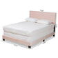 Tamira Modern and Contemporary Glam Light Pink Velvet Fabric Upholstered Queen Size Panel Bed FredCo