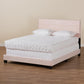 Tamira Modern and Contemporary Glam Light Pink Velvet Fabric Upholstered Queen Size Panel Bed FredCo