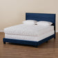 Tamira Modern and Contemporary Glam Navy Blue Velvet Fabric Upholstered Full Size Panel Bed FredCo