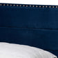 Tamira Modern and Contemporary Glam Navy Blue Velvet Fabric Upholstered Queen Size Panel Bed FredCo