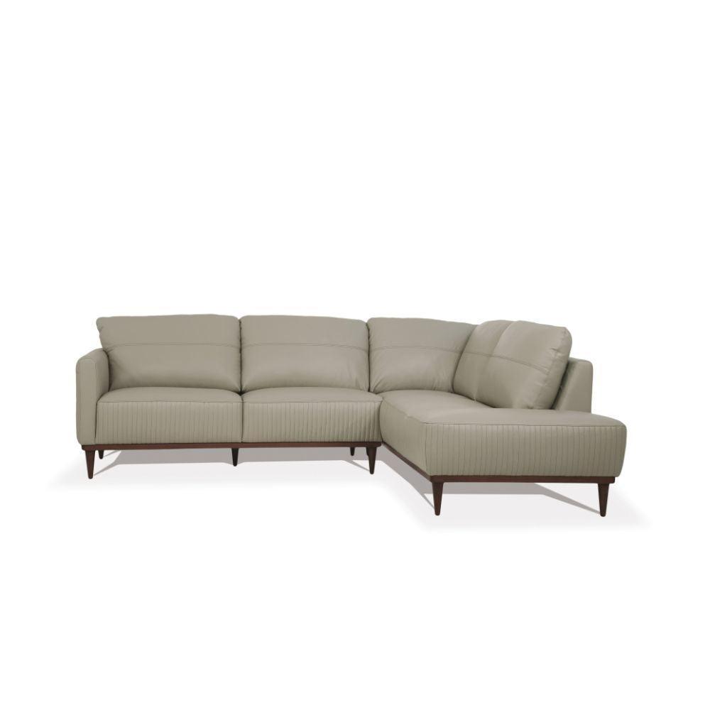 Tampa Sectional Sofa Airy Green Leather Left FredCo