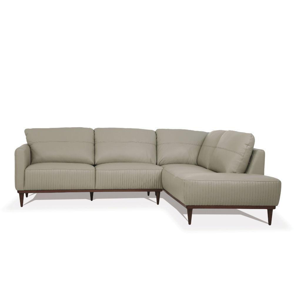 Tampa Sectional Sofa Airy Green Leather Left FredCo