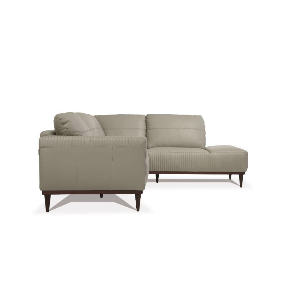 Tampa Sectional Sofa Airy Green Leather Left FredCo