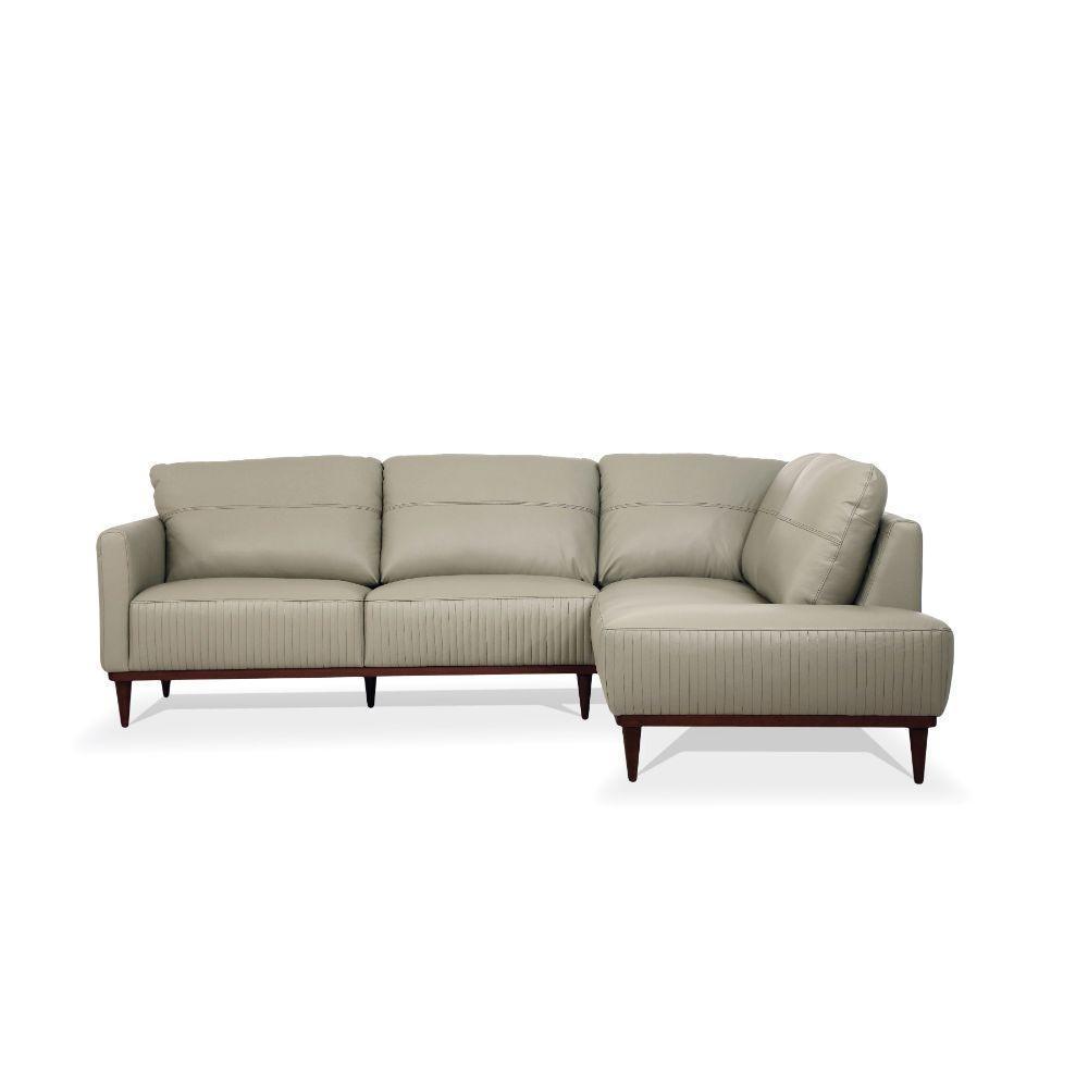 Tampa Sectional Sofa Airy Green Leather Left FredCo