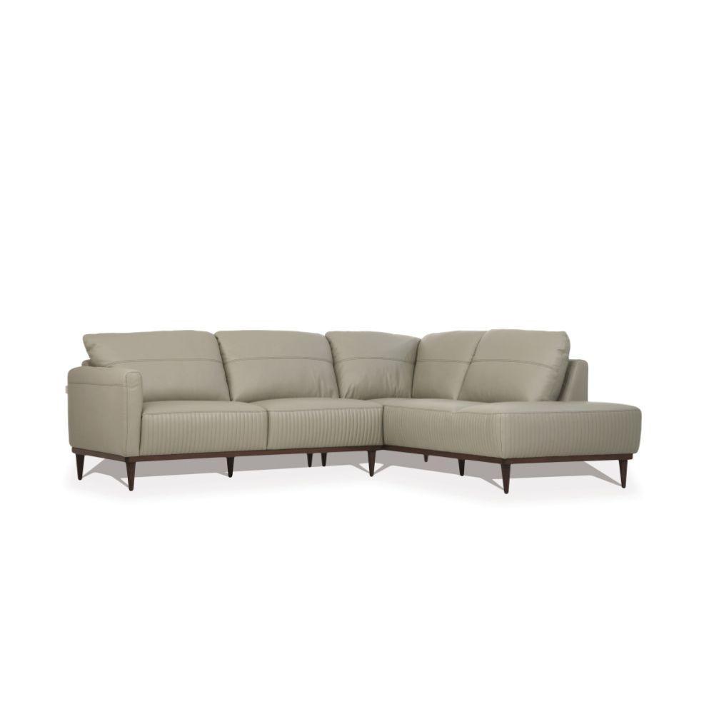 Tampa Sectional Sofa Airy Green Leather Left FredCo