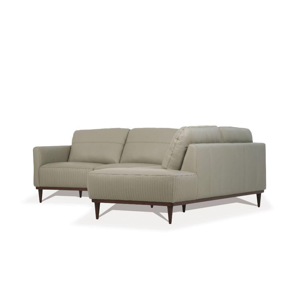 Tampa Sectional Sofa Airy Green Leather Left FredCo