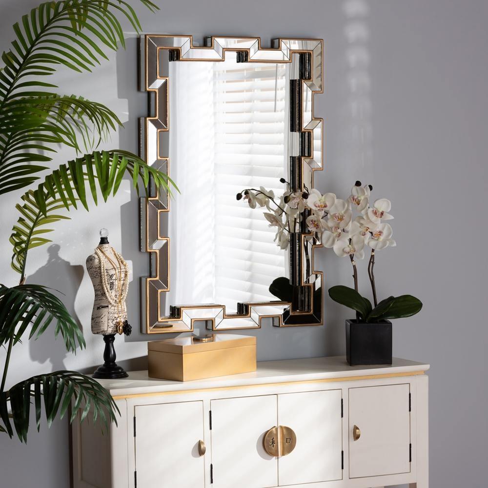 Tanis Modern and Contemporary Glam Bronze Finished Rectangular Accent Wall Mirror FredCo