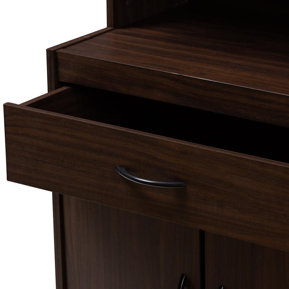 Tannis Modern and Contemporary Dark Walnut Finished Kitchen Cabinet FredCo