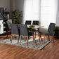 Tara Mid-Century Modern Dark Grey Fabric Upholstered and Walnut Brown Finished Wood 7-Piece Dining Set FredCo