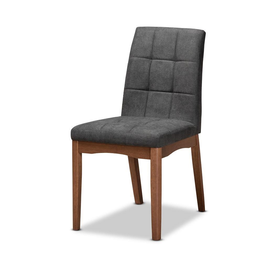 Tara Mid-Century Modern Dark Grey Fabric Upholstered and Walnut Brown Finished Wood 7-Piece Dining Set FredCo