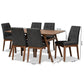 Tara Mid-Century Modern Dark Grey Fabric Upholstered and Walnut Brown Finished Wood 7-Piece Dining Set FredCo