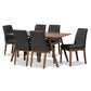 Tara Mid-Century Modern Dark Grey Fabric Upholstered and Walnut Brown Finished Wood 7-Piece Dining Set FredCo