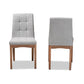 Tara Mid-Century Modern Transitional Light Grey Fabric Upholstered and Walnut Brown Finished Wood 2-Piece Dining Chair Set FredCo