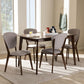 Tarelle Mid-Century Modern Walnut-Finished Light Grey Fabric Upholstered 5-Piece Dining Set FredCo