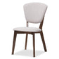 Tarelle Mid-Century Modern Walnut-Finished Light Grey Fabric Upholstered 5-Piece Dining Set FredCo