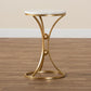 Tarmon Modern and Contemporary Gold Finished Metal End Table with Marble Tabletop FredCo