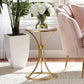Tarmon Modern and Contemporary Gold Finished Metal End Table with Marble Tabletop FredCo