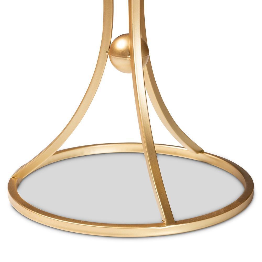 Tarmon Modern and Contemporary Gold Finished Metal End Table with Marble Tabletop FredCo