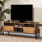 Tasman Modern and Contemporary Industrial Natural Brown Finished Wood and Black Metal 2-Door TV Stand FredCo