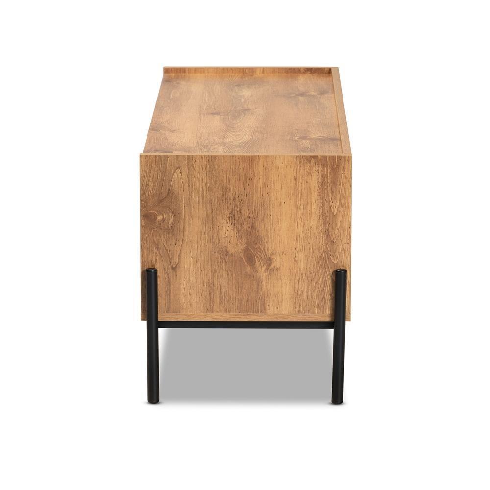 Tasman Modern and Contemporary Industrial Natural Brown Finished Wood and Black Metal 2-Door TV Stand FredCo