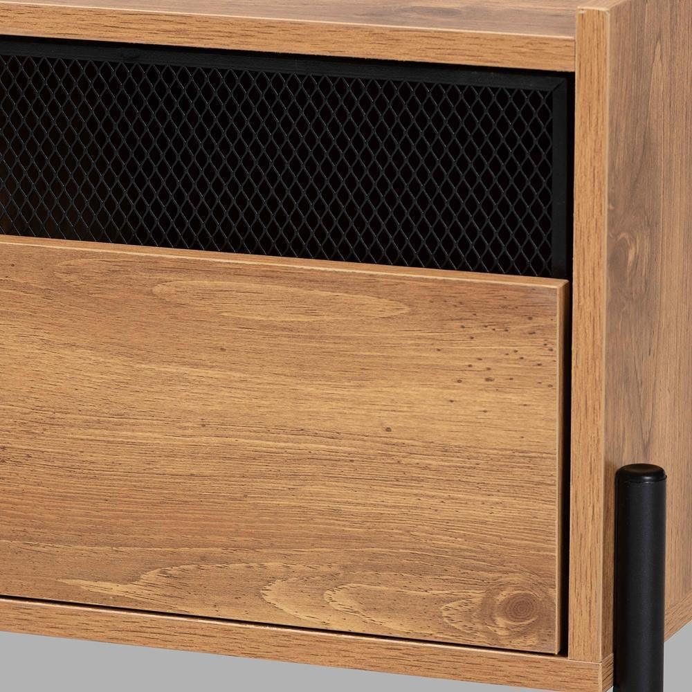 Tasman Modern and Contemporary Industrial Natural Brown Finished Wood and Black Metal 2-Door TV Stand FredCo
