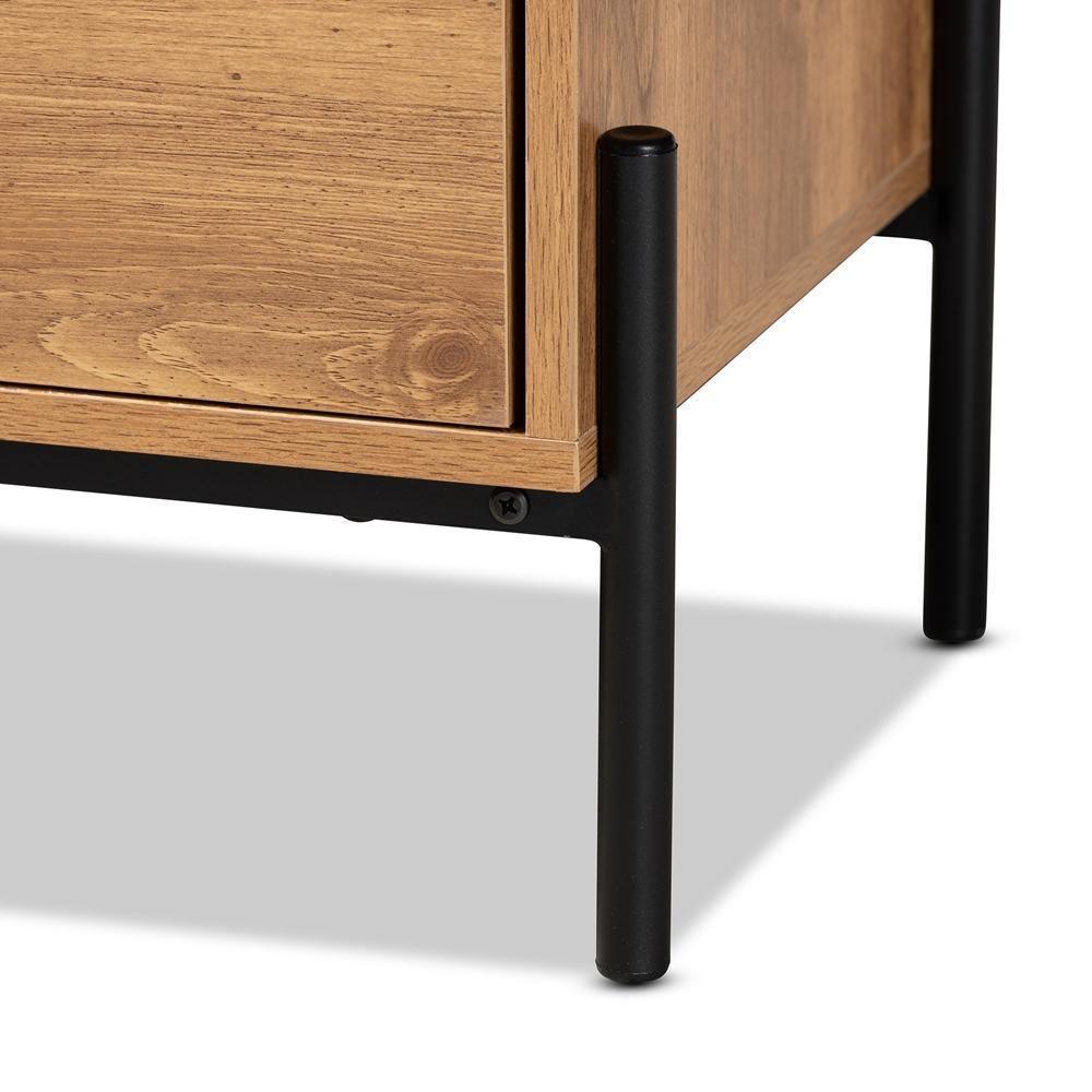 Tasman Modern and Contemporary Industrial Natural Brown Finished Wood and Black Metal 2-Door TV Stand FredCo