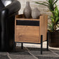 Tasman Modern and Contemporary Industrial Natural Brown Finished Wood and Black Metal End Table FredCo
