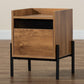 Tasman Modern and Contemporary Industrial Natural Brown Finished Wood and Black Metal End Table FredCo