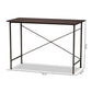 Tavin Industrial Espresso Wood and Black Metal Criss-Cross Desk FredCo