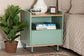 Tavita Mid-Century Modern Two-Tone Mint Green and Oak Brown Finished Wood 1-Drawer Nightstand FredCo