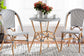Tavor Classic French Black and White Weaving and Natural Brown Rattan Dining Table FredCo