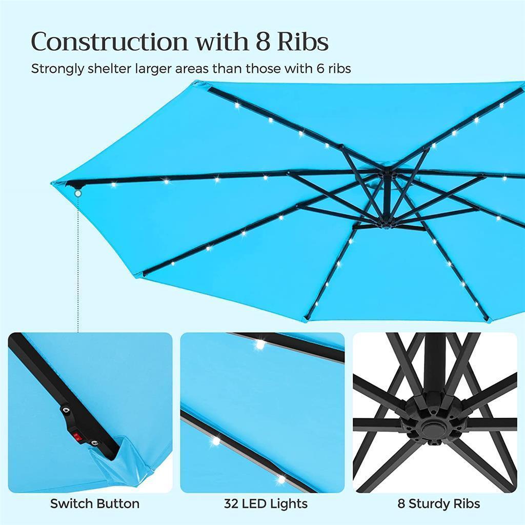 Teal Cantilever Patio Umbrella with LED FredCo