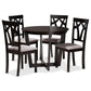Telma Modern and Contemporary Grey Fabric Upholstered and Dark Brown Finished Wood 5-Piece Dining Set FredCo