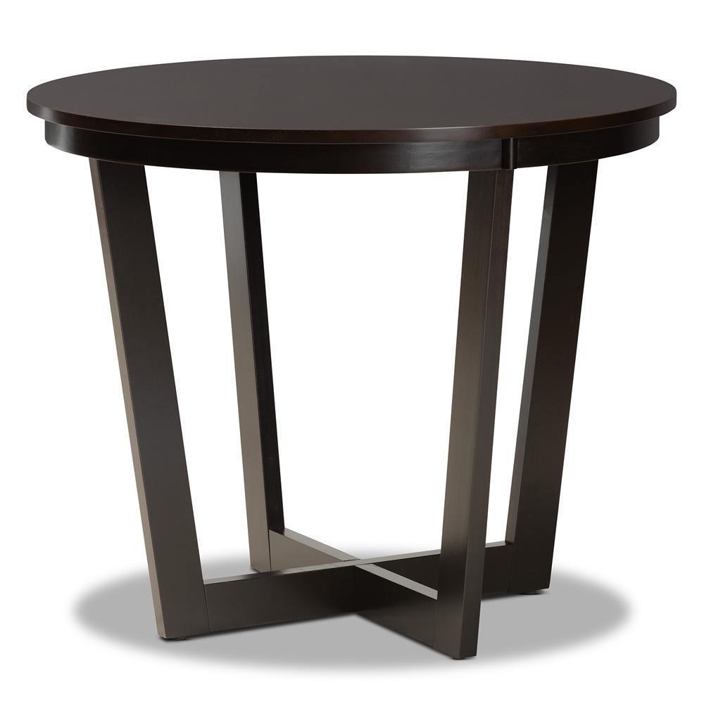 Telma Modern and Contemporary Grey Fabric Upholstered and Dark Brown Finished Wood 5-Piece Dining Set FredCo