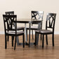Telma Modern and Contemporary Grey Fabric Upholstered and Dark Brown Finished Wood 5-Piece Dining Set FredCo