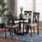 Telma Modern and Contemporary Grey Fabric Upholstered and Dark Brown Finished Wood 5-Piece Dining Set FredCo