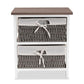 Terena Modern Transitional Two-Tone Walnut Brown and White Finished Wood 2-Basket Storage Unit FredCo