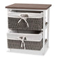 Terena Modern Transitional Two-Tone Walnut Brown and White Finished Wood 2-Basket Storage Unit FredCo