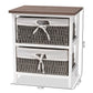 Terena Modern Transitional Two-Tone Walnut Brown and White Finished Wood 2-Basket Storage Unit FredCo
