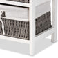 Terena Modern Transitional Two-Tone Walnut Brown and White Finished Wood 2-Basket Storage Unit FredCo