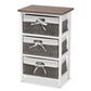 Terena Modern Transitional Two-Tone Walnut Brown and White Finished Wood 3-Basket Storage Unit FredCo