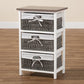 Terena Modern Transitional Two-Tone Walnut Brown and White Finished Wood 3-Basket Storage Unit FredCo