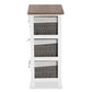 Terena Modern Transitional Two-Tone Walnut Brown and White Finished Wood 3-Basket Storage Unit FredCo
