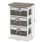 Terena Modern Transitional Two-Tone Walnut Brown and White Finished Wood 3-Basket Storage Unit FredCo